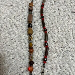 Wooden Beaded Bracelets with Red Accents
